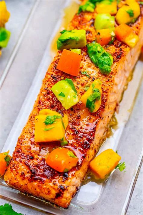 Easy Mango Salsa Salmon .